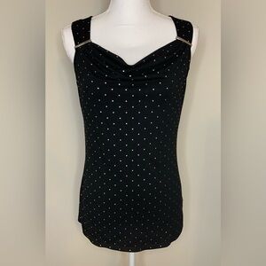 White House Black Market Sleeveless Top Blouse Black Silver Women Small